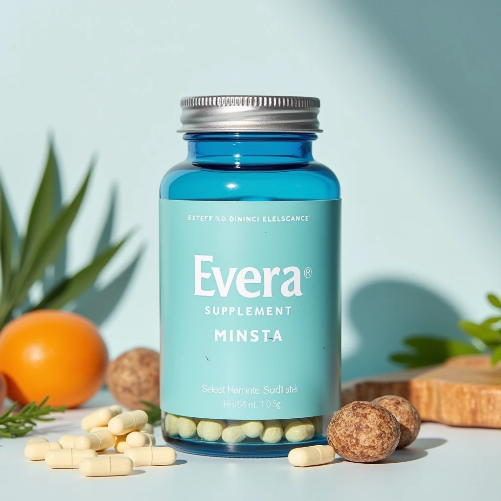 Evera wellness blend bottle illustration with brand colors